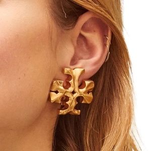 NEW Tory Burch OVERSIZED Roxanne Clip On T-Logo Earrings